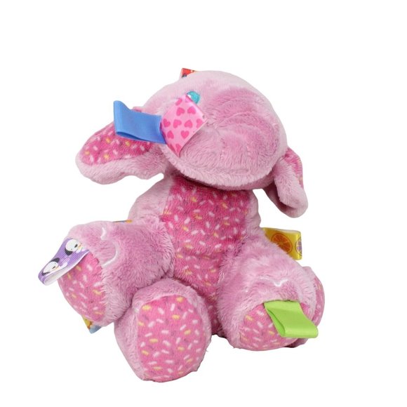 Taggies Pink Elephant Plush Rattle Toy 10" Cuddly Soft Lovey Tag N Play Pal - Picture 4 of 8